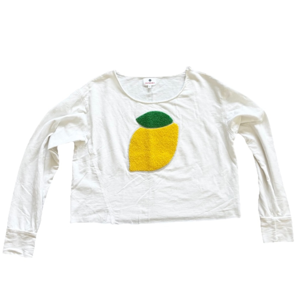 Sundry Lemon Graphic Long Sleeve Customized Tee Size 1/Small Novelty Fun Summer - Picture 8 of 9